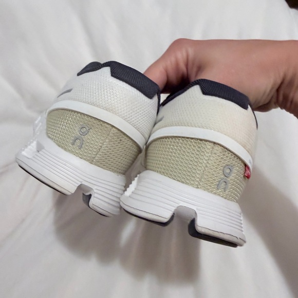 On Running White and Tan Sneakers with Orange Accents - Picture 7 of 7